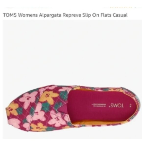 TOMS Alpargata Fuchsia Blooms Quilted Slip On Shoes 10 BNWT 🆕📦⌚🏃🏻💨⚡🚚 - Picture 4 of 15